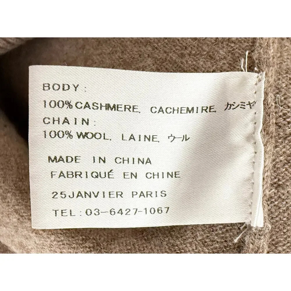25 Janvier Paris Women's‎ 100% Cashmere Midi Sweater Dress Rope Detailing